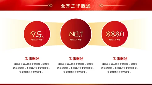 红色党政风年年终总结汇报新年汇报PPT