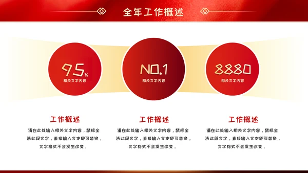 红色党政风年年终总结汇报新年汇报PPT