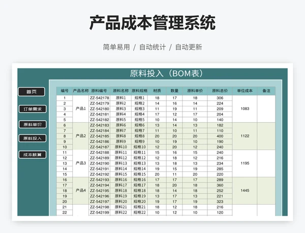 产品成本管理系统