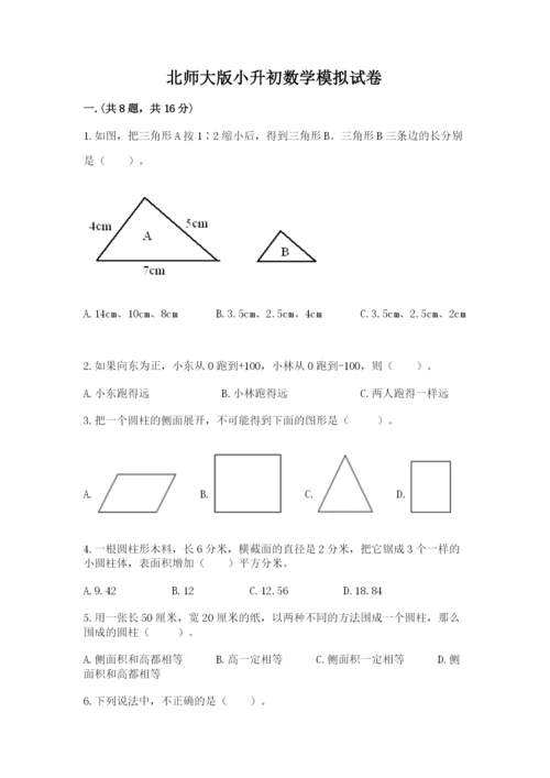 北师大版小升初数学模拟试卷word版.docx