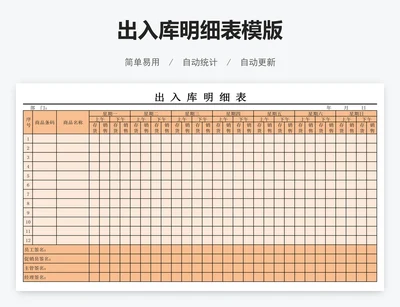 出入库明细表模版