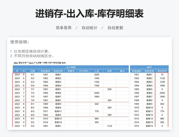 进销存-出入库-库存明细表