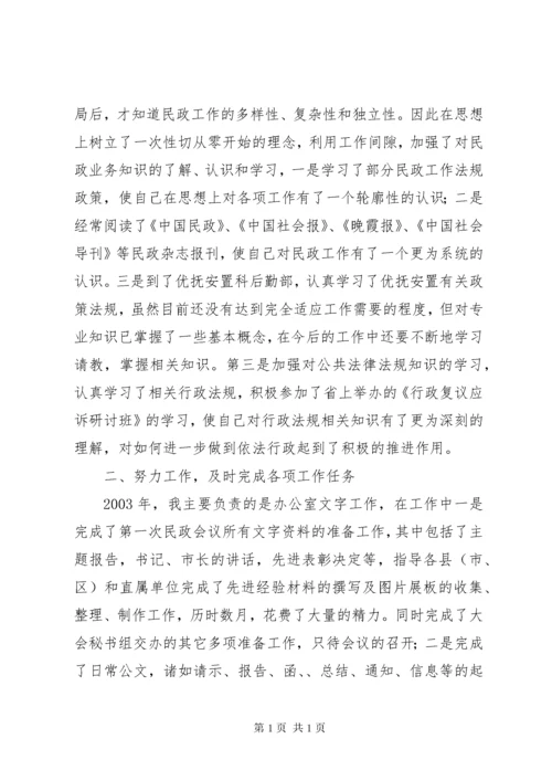 民政工作个人工作总结.docx