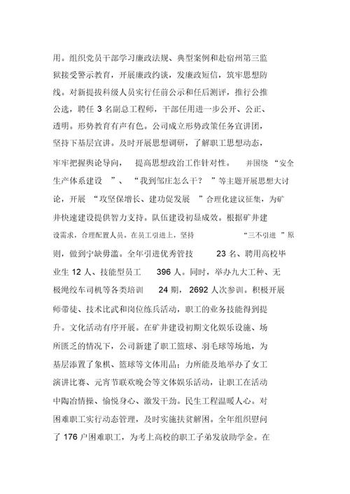 20xx年度×××公司总经理工作报告