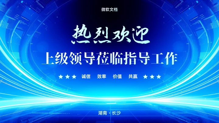 蓝色热烈欢迎领导莅临指导背景-2