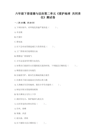 六年级下册道德与法治第二单元《爱护地球 共同责任》测试卷【完整版】.docx