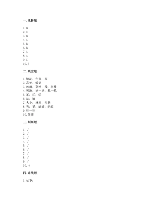 教科版一年级下册科学期末测试卷（典优）.docx