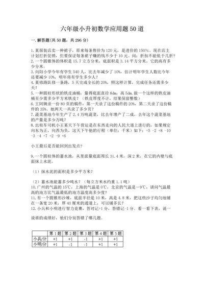 六年级小升初数学应用题50道及参考答案（完整版）.docx