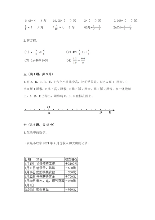 小学六年级数学毕业试题及答案【有一套】.docx