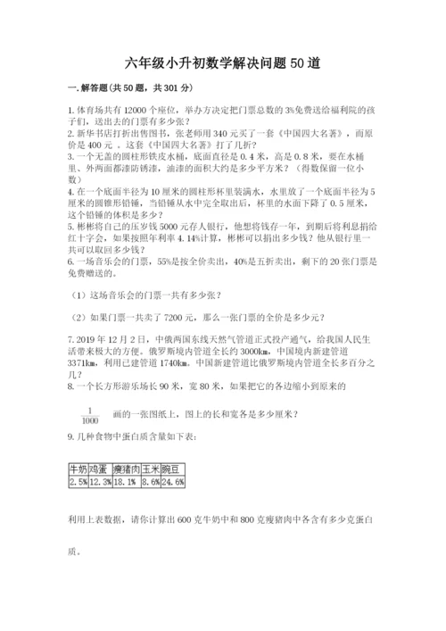 六年级小升初数学解决问题50道（研优卷）.docx