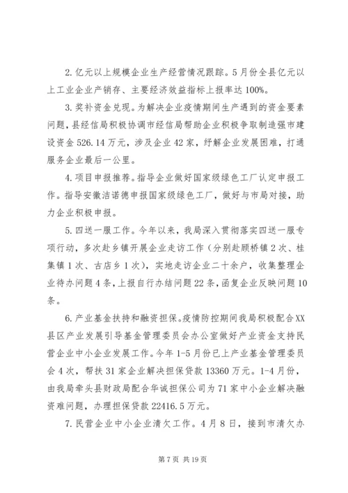 经信局XX年上半年工作总结和下半年工作计划.docx