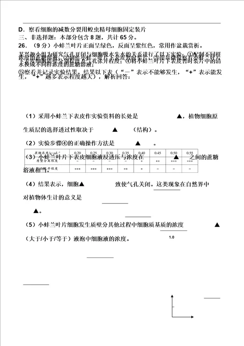2018届江苏省泰州市姜堰区高三上学期期中考试生物试题2018