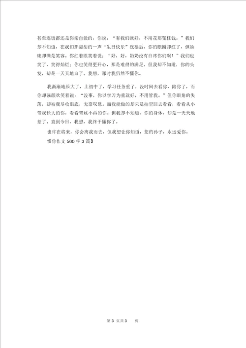 懂你作文500字3篇