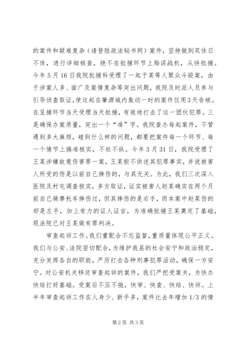 人民检察院上半年度总结报告.docx