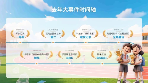 蓝色3D立体风三年二班开学主题班会PPT模版
