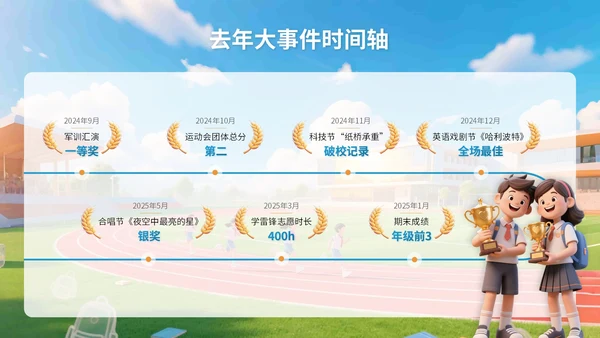 蓝色3D立体风三年二班开学主题班会PPT模版