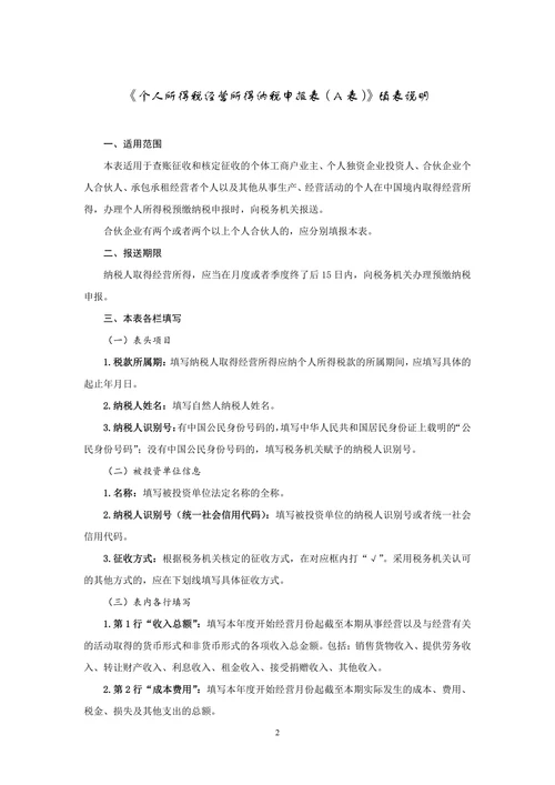 个人所得税经营所得纳税申报表（A表）（B表）（C表）