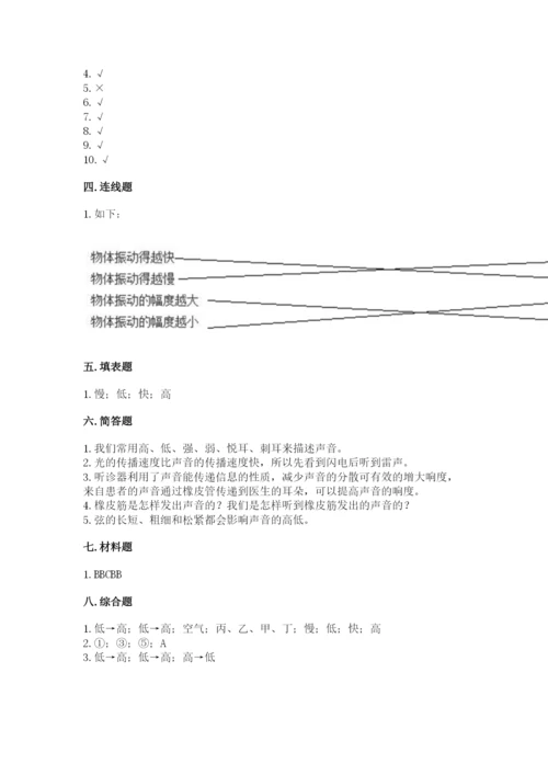 教科版 科学四年级上册第一单元声音测试卷推荐.docx