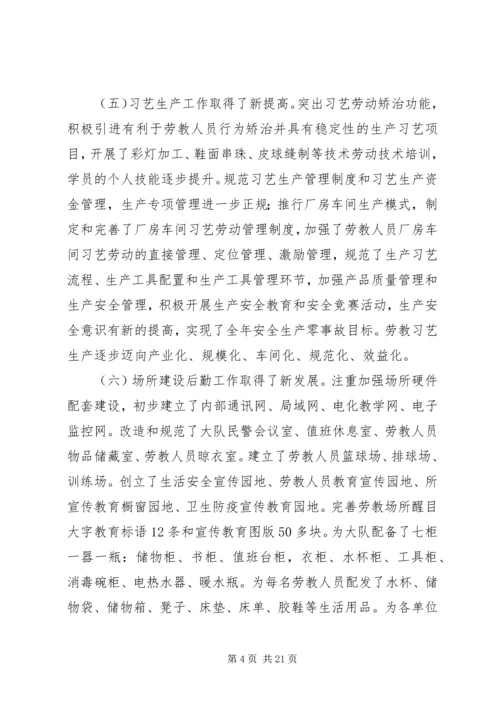 劳教所所长在XX年度表彰大会上的讲话.docx