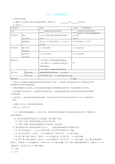 晶体结构及性质知识计划