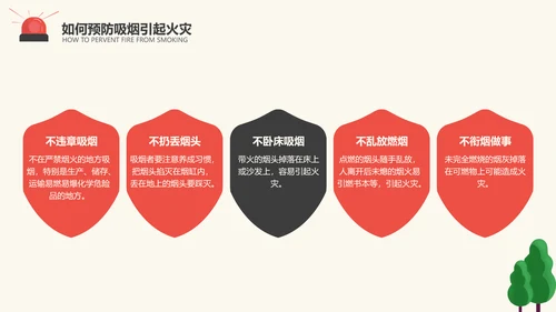 红色卡通插画风消防知识宣传