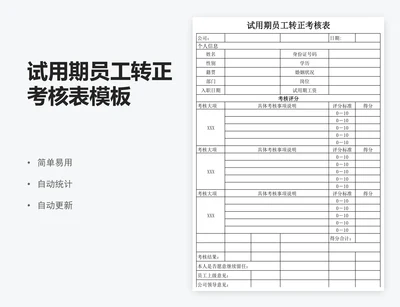 试用期员工转正考核表模板
