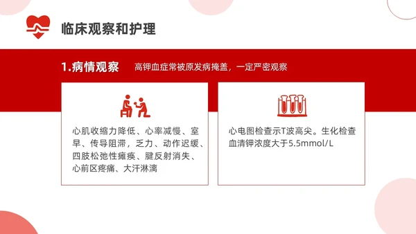 红色简约高钾血症病人的护理医疗课件医护人员培训PPT课件模板