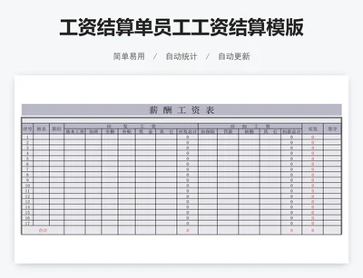 工资结算单员工工资结算模版