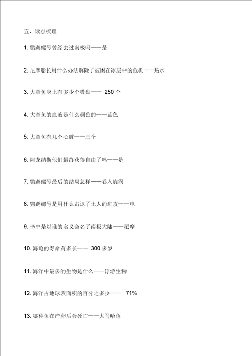 名著海底两万里文学常识知识点重点考点及练习试题包括