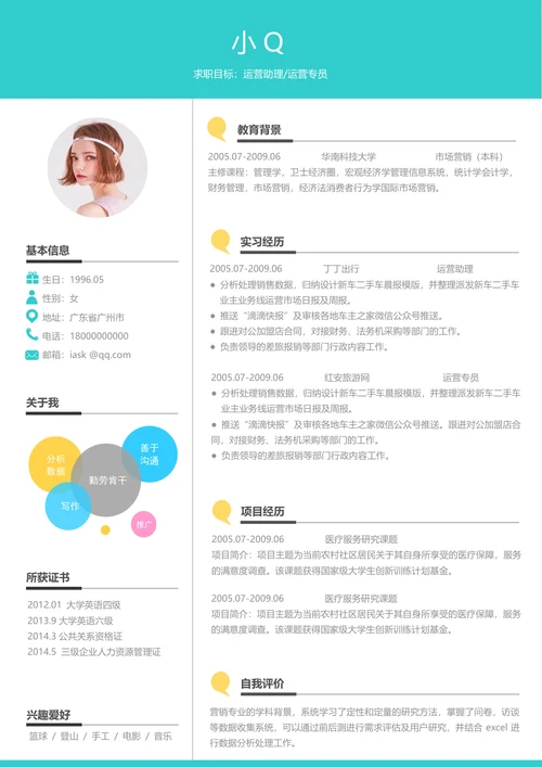运营专员_运营助理求职简历