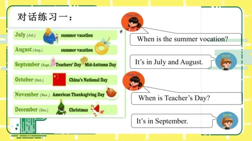 五年级下册Unit 3 My school calendar知识点复习课件