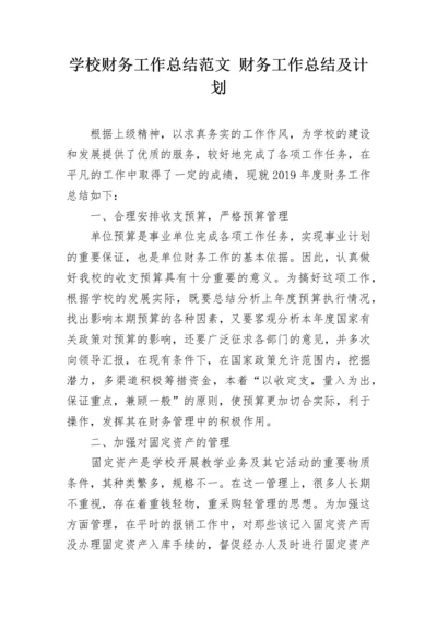 学校财务工作总结范文 财务工作总结及计划.docx