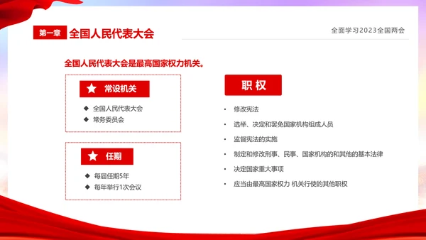 红色简约大气党课全面学习我国两会课件PPT
