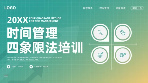 绿色简约时间管理四象限法PPT模板宣传PPT动态PPT
