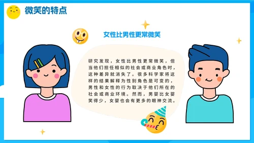 蓝色卡通手绘世界微笑日班会课PPT模板