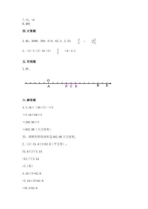 人教版六年级下册数学期末测试卷及参考答案（实用）.docx