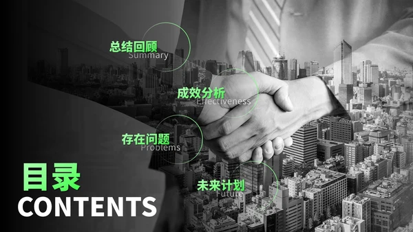 绿色欧美风营销报告PPT模板