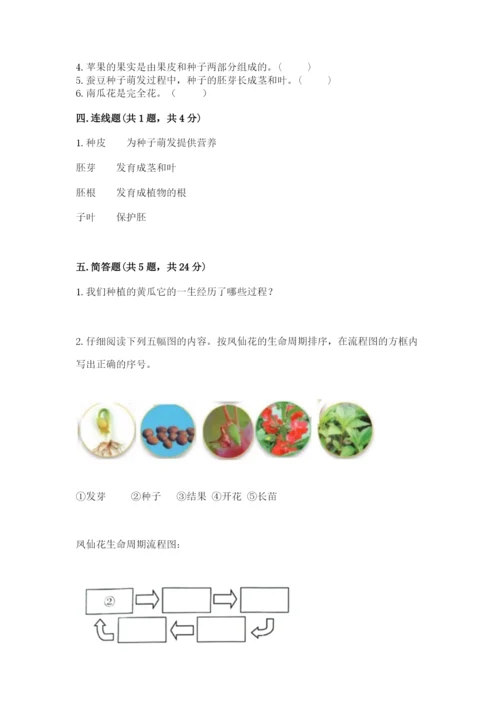 教科版科学四年级下册第一单元《植物的生长变化》测试卷附答案（精练）.docx