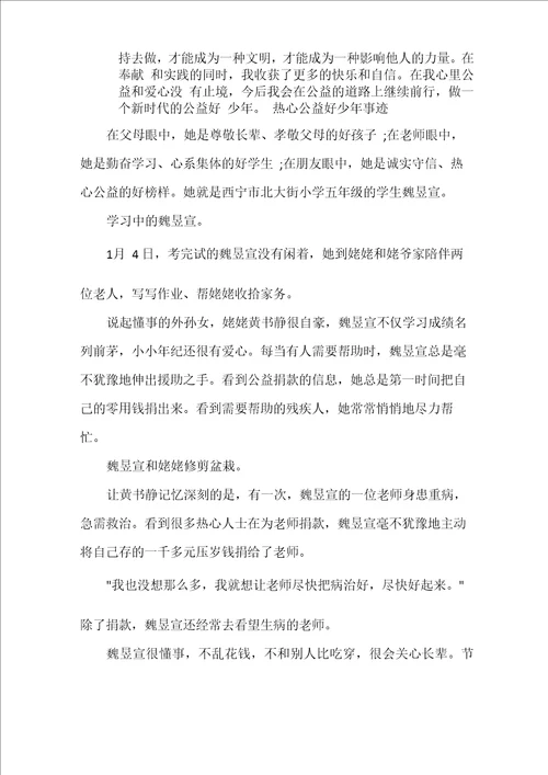 热心公益好少年事迹3篇