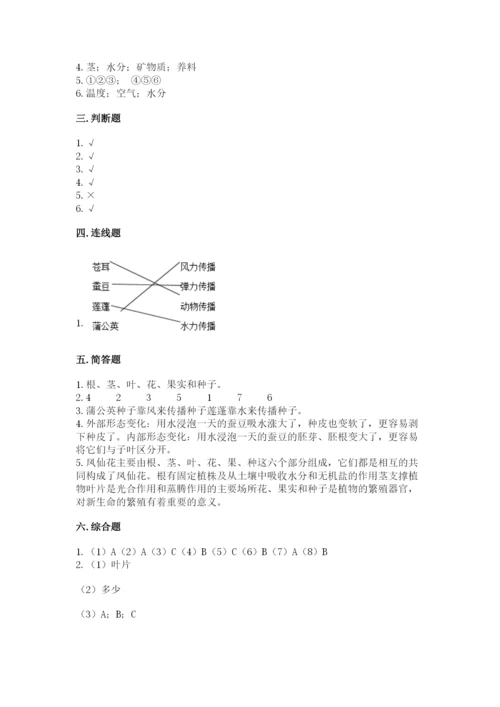 科学四年级下册第一单元植物的生长变化测试卷【综合题】.docx