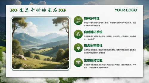 绿色环境保护简约大气主题PPT模板