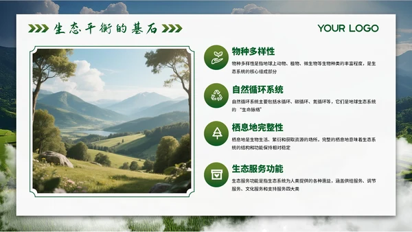 绿色环境保护简约大气主题PPT模板