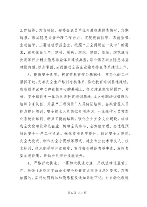 县安监局XX年工作思路汇报会发言稿.docx