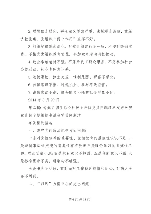 专题组织生活会和民主评议党员会党员问题清单(参考).docx