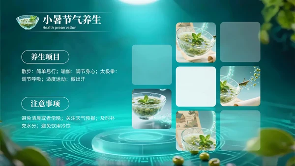 绿色创意风小暑节气讲解节气知识PPT模板