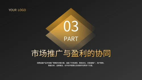 黑色商务风消费金融产品的市场推广与盈利规划PPT