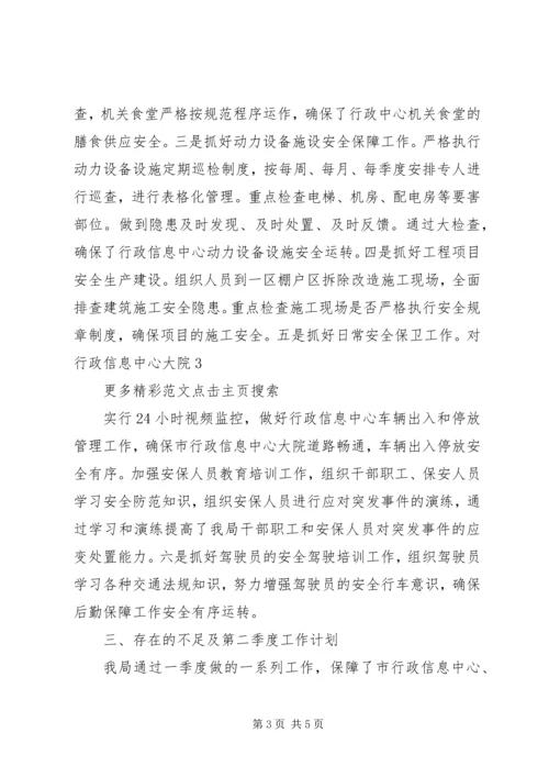 机关事务管理局XX年第一季度安全生产工作总结和第二季度工作计划.docx