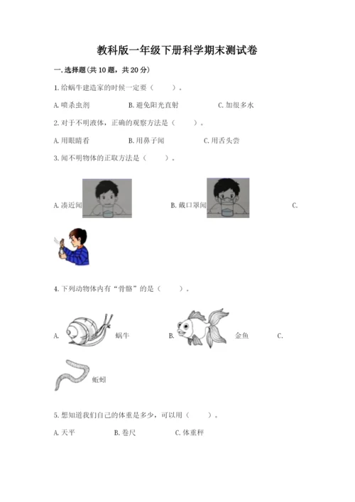 教科版一年级下册科学期末测试卷附参考答案（培优b卷）.docx