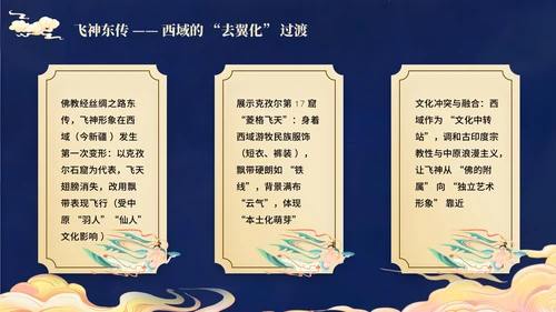 蓝金色古风敦煌飞天文化介绍PPT模板