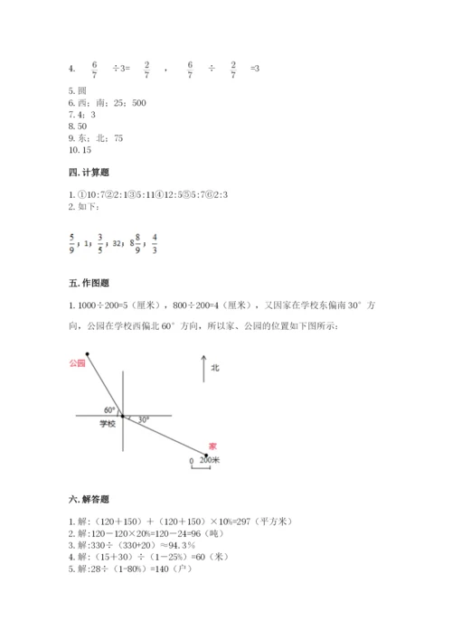 2022人教版六年级上册数学期末测试卷精品【巩固】.docx